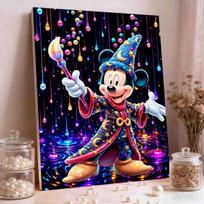 Disney Magija Mikis Perlų Menas Tapyba Spalvos Lašas Žvaigždėtas Dangus Tema Perlų Inkrustuota Berėmė Rankdarbių Tapyba Dekoratyvinė Dovana Pasirinkimas 45x55cm