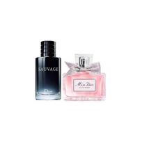 DIOR Perfume Miss Perfume for Women EDP 100ml + Wilderness Men's Eau de Parfum EDT 100ml rožinio aukso spalvos