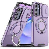 Luxury Armor Phone Case For Samsung Galaxy A56 A36 A26 A16 A06 A54 A14 Magnetic Bracket Holder Lens Protection Shockproof Cover Galaxy A26 5G violetinė