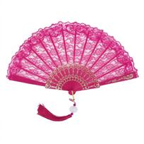 with Tassel Vintage Lace Folding Fan Hot Stamping Dance Hand Fan  Performance Props rožinė raudona spalva