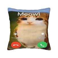 Meowl Calling Remind Message Accept Phone Call Cat Meme Owl Pillow Case Pillow Cover For Wedding Party Home Decor Pillowcases 60X60CM