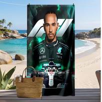 Lewis Hamilton spaudinys Paplūdimio rankšluostis Minkštas Nešiojamas Greitas?Sausas rankšluostis baseinui, vasaros atostogoms, lauko sportui 70cmx140cm(27x55inch)