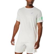 ASICS Running T Shirts Men's Cream/Vibrant Green Moderate 2011D458-100 XL žalia
