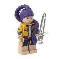 Hot KPOP Demon Hunters Cartoon Doll Building Blocks Kawaii Mini Action Figure Head Assembly Toys Child Educational Toys Gift gray
