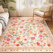 Kilimas svetainei Retro gėlėtas Didelio ploto arbatos staliuko kilimėlis Minkštas patogus Miegamojo lengvo prabangos kilimas Miegamojo dekoracija 80X120CM beige