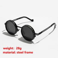 ND2-400 9 Level Adjustable Dimming Polarized Sunglasses Men Women Fishing Punk Round Glasses Driving Eyeglasses ND Filter black