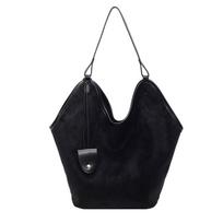 Retro Lazy Women's Tote Bags, Niche Design Suede Bucket Bag Handbags, Fashiable Simple Large Capacity Shoulder Bag New Style