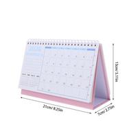 2Pcs Spiral Bound Desk Calendar 2026 Small Standing Coil Calendar for Office Home Study Elegant Thick Paper Daily Planner rožinė