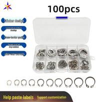 100pcs Boxed C-Type Circlips, 304 Stainless Steel, M8-M18 Shaft Retaining and Elastic Circlips Set. 100pcs Stainless Steel Square Shaft Circlips gray