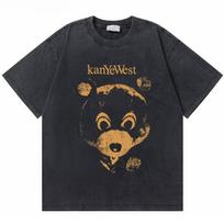 Washed Vintage Rapper Kanye West The College Dropout Bear Graphic T-shirt Men Women Hip Hop Summer Fashion Pop Music T Shirts S įvairiaspalvis