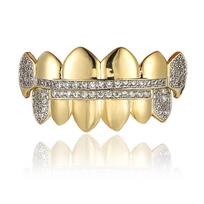 Hiphop Grillz Fashion Light up Body Jewelry Man Trendy Gold / Silver Brass With Zirconia Punk Dental Grillz Grillz auksas