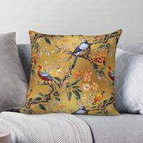 Branches With Flowers Birds Pillowcase Polyester Linen Velvet Pattern Zip Decorative Throw Pillow Case Car Cushion Cover 45x45 55X55CM