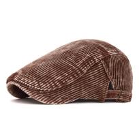 Soft Lined Corduroy Flat Cap Adjustable Gatsby Beret Cap Vintage Newsboy Hat  Outdoor Casual kava