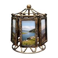 Rotatings Ferris Wheel Picture Frame Wind Up Music Box Carousels Picture Frame Desktop Decorations for Home Car Office gray