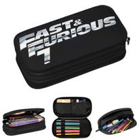 Fast And Furious Pencil Cases for Student School Pen Box Pencil Bag Large Storage Pencil Pouch 21x10.5x5cm white