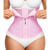 Women Breathable Single Row Waist Trainer Abdomen Shaping Postpartum Support Waist Cincher S rožinė