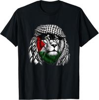 Time of Palestine Lion keffiyeh Unisex T-Shirt M black
