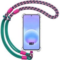 Case for Samsung Galaxy A57 5G, Shockproof Scratch-Resistant Silicone with Green Purple Cord žalia