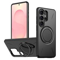 360° Magnetic Bracket Phone Case for Samsung Galaxy S26 Plus S24 S23 Ultra S25 FE A57 A37 A17 A56 A26 A36 A16 for Magsafe Cover Galaxy A56 oranžinė