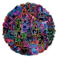 10/30/50pcs Cool Cartoon Neon Light Graffiti Stickers Aesthetic DIY Suitcase Skateboard Phone Helmet Funny Waterproof Sticker To blue