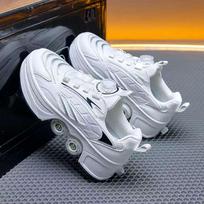 New Large Four-wheel Retractable Roller Skates, Perfect for Outdoor Sports and Leisure Activities. A Great Gift! 40 white