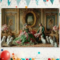 Elegant Baroque Tapestry Wall Hanging Canvas Luxury Royal Renaissance Opera Scene Vintage Rococo Style Home Decor Art Backdrop f 130X150CM gray