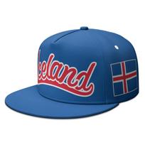 Iceland Flat Brimmed Cap Custom Name Number Hip-Hop Hat Nation Flag Icelandair Icelandic Country College Photo Headgear Adjustable gray