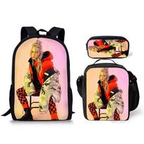 Billie Eilish Inspired Unisex Backpack Set Large Capacity Laptop Bag Crossbody Pouch Pencil Case 3-Piece Nylon Travel School Backpack