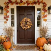 Thanksgiving Pumpkin And  Leaf Garland One Size black