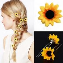 5Pcs Yellow Sunflower Hair Pins Wedding Bridal Prom Beauty Styling Accessories Hairclips for Women Creative Birthday Gift Supply black