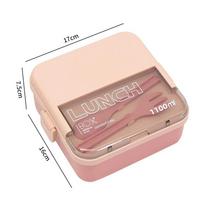 1100Ml/1800Ml 2 Layer Compartment Lunch Box For Kids With Fork And Spoon Microwave Bento Boxes Portable Food Storage Container beige