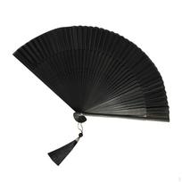 Chinese Folding Fan Chinoiserie Handheld Versatile Lightweight Decorative Folded Bamboo Hand Black black