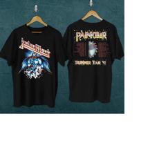 Vintažinis 1990-ųjų Judas Priest T-shirt iš turo Judas Priest Unisex Klasikinio Roko Marškinėliai Unisex T-shirt L black