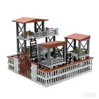 Military Outpost Building Block Set Creative DIY Assembly Build Watchtowers Guard Station Block Bricks Scale Model For Boys  Girls Children black