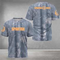 Spartan Race Themed Crew Neck Short-Sleeve T-Shirt with Trendy Print for Daily Casual Sports Use S gray