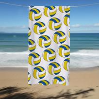 Volleyball Print Beach Towel - Sporty Ball Pattern Microfiber Towel, Soft Quick Dry Sand-Free For Travel Pool Volleyball Fans 27x55inch 70x140cm&1pc yellow
