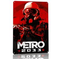 Metro 2033 Game Printed Poster Customized Wall Art Retro Vintage Metal Tin Signs for Interior Decoration Living Room Accessories 20x30cm（7.8x11.8inch） red