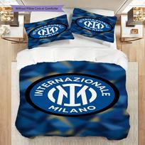 Inter Milan Emblem Vibrant Background Three-piece set (1 * duvet cover + 2 * pillowcase, without core) Bedding set Christmas birthday gift 135x200cm