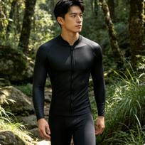 Heat Retention 3mm Neoprene Wetsuit Sun Protection Top Long Sleeve Black L gray
