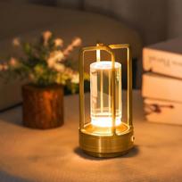Cordless Rechargeable Table Lamp, Crystal Bedside Lamp Touch Dimming 3 Color LED, Battery Operated Night Light for Bedroom Dining Room Outdoor Camping 9*17.5CM-1200mAh, 3 Color auksas