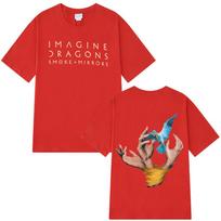 Imagine Dragons Reflections From The Vault of Smoke + Mirrors Vyriški Moteriški Harajuku Marškinėliai Trumpomis Rankovėmis Medvilniniai Vintažiniai Marškinėliai S red