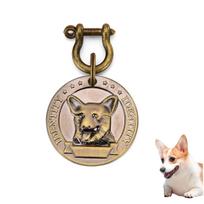 VIP Customizable Engraved Pets ID Tag for Dog Cat Bronze Nameplate Tags Personalized  Address Number Dogs Collar ID Pendant beige