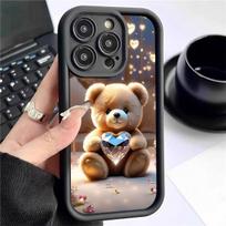 Heart Bear Staircase Black Groove iPhone 14/15/16/17 Pro Max Protective Case Galaxy Note 20 Ultra juoda