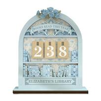 Wooden Books Read Tracker Books Read This Year Standing Reading Counter Book Lovers Portable Reading Tracker Signage mėlyna