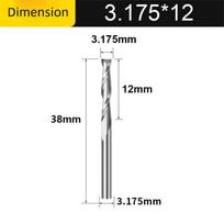 Spiral Design 2 Flute Wood End Mill 1/8 (3.175mm) Shank Up Cut Carbide Spiral Cutters HRC45 2.0-3.175mm Engraving Tools Wood 3.175x12x3.175x38L
