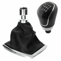 For FORD For KUGA 2008-2012 6 Speed Gear Shift Knob Lever Stick Shifter Gaiter Boot Cover Leather Gear Shift Gaiter Chrome Frame China Mainland black