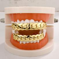 Hip Hop Rap Jewelry Real 18K Gold Plated Brass Teeth Grillz Cuban Link Chain Teeth Grillz for Men Rapper Party Accessories hiphop auksas