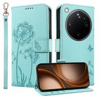 Leather Wallet Flip Case for OPPO Find X8 X9 Pro Ultra Phone Case Cover | Dandelion Embossed Design Protective Kickstand OPPO Find X9 žalia