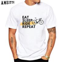 Eat Sleep Ride Repeat Bicycle Cycling T-shirt M white