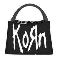 Music Rock Korn Band Insulated Lunch Bag for Women Kids Portable Food Boxes Thermal Lunch Box Tote One Size black